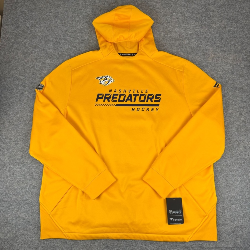 Fanatics Nashville Predators NHL Hockey Fleece Hoodie Pullover Yellow Mens 3XL